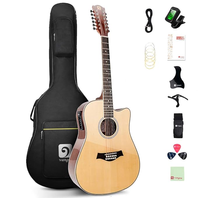 Vangoa 12 String Acoustic Guitar Cutaway, Spruce Top Amazon.in