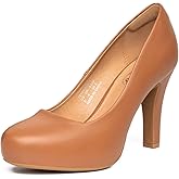 Trary Mavisa High Heels for Women 3.2 Inch Chunky Platform Round Toe Pumps | Closed Toe Classic Elegant Heels Comfortable Slip Resistant Cushioned Dress Shoes for Office Wedding Party Daily Wear