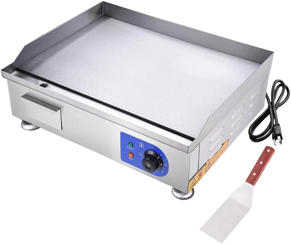 WeChef 2500W 24" Commercial Electric Countertop Griddle Flat Top Grill Hot Plate Stainless Steel Adjustable Temp