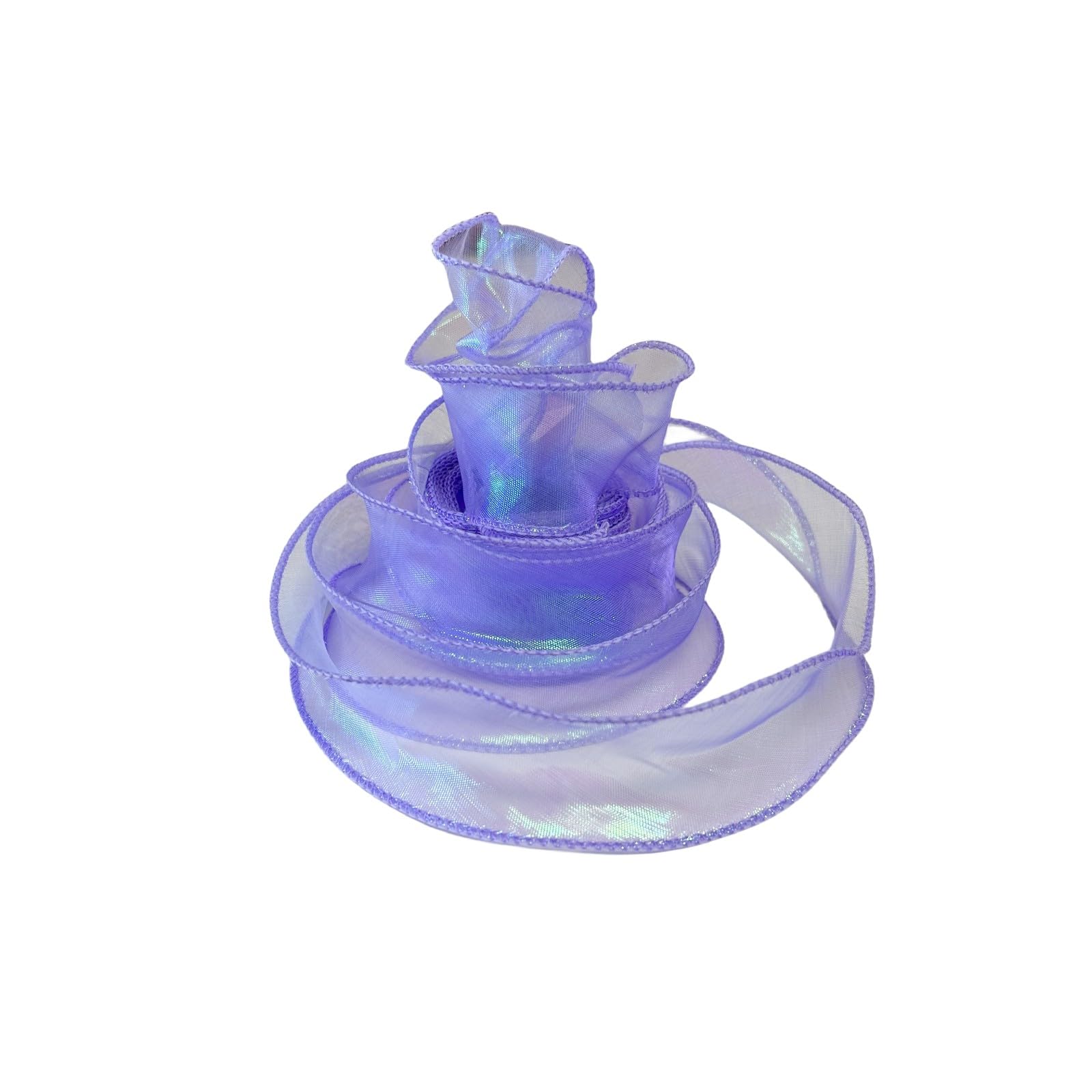 Photo 1 of 1-1/2 Inch 10 Yards Iridescent Purple Wired Chiffon Ribbon Sheer Organza Ribbons for Valentine's Day Present Wrapping Crafts Floral Bouquets Wedding Car Party Decorations