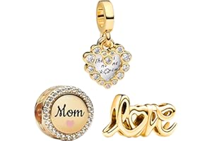 YUMINN 925 Sterling Silver Charms for Bracelets Gold Love and Heart Charms Cherry Blossom Dangle Beads Jewelry for Women