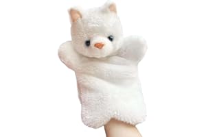 ZUXUCUVU Cat Hand Puppets Kitten Plush Animal Toys Dolls for Kids Imaginative Pretend Play Storytelling White