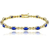 B. BRILLIANT Sterling Silver Genuine, Created or Simulated Gemstone 6x4mm Oval Infinity Bracelet for Women