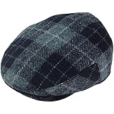 Glen Appin of Scotland Limited 100% Wool Harris Tweed Flat CapAssorted Sizes Mens Head Accessories (US, Alpha, Medium, Grey and Black Tartan)