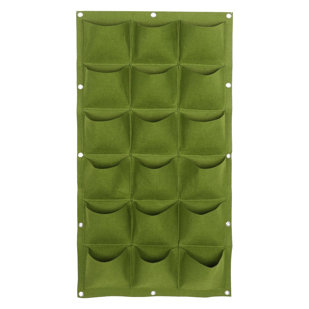 Zerodis Vertical Planter Pockets Planting Bag Felt Fabric Wall Mount Hanging Planter for Flowers Herbs Vegetables Indoor Outdoor Growing (18 Pockets)