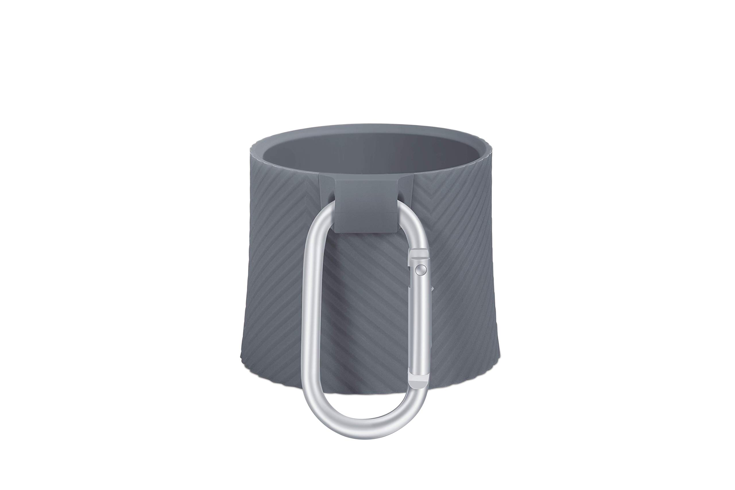 Noerden Liz Smart Bottle Anti Slip Silicone Grip Collar Accessory with Carabiner Clip - Silver / Grey