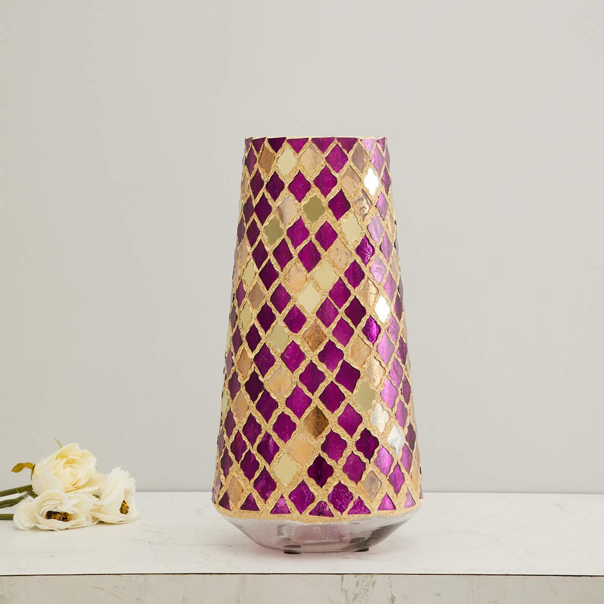 Buy Home Centre Galaxy Baroque Motif Mosaic Vase Purple Online