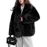 Arssm Women's Faux Fur Coat Long Sleeve Fluffy Jacket Open Front Furry Winter Warm Lapel Shaggy Coat Outwear