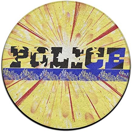 Police Thin Blue Line Pride Non-slip Mats Circular Carpet Mats Dining Room Bedroom Carpet Floor Mat 23.6 Inch