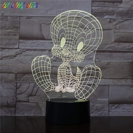 3D Illusionslampe LED Nachtlicht Atlantik Kanarienvogel Tweety Vogel