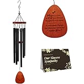 TiereCare Pet Memorial Wind Chimes for Loss of Dog & Cat Passed Away Remembrance Gift with Sympathy Card for Grieving Pet Owners Paw Print Design with Memorial Poem (Black)