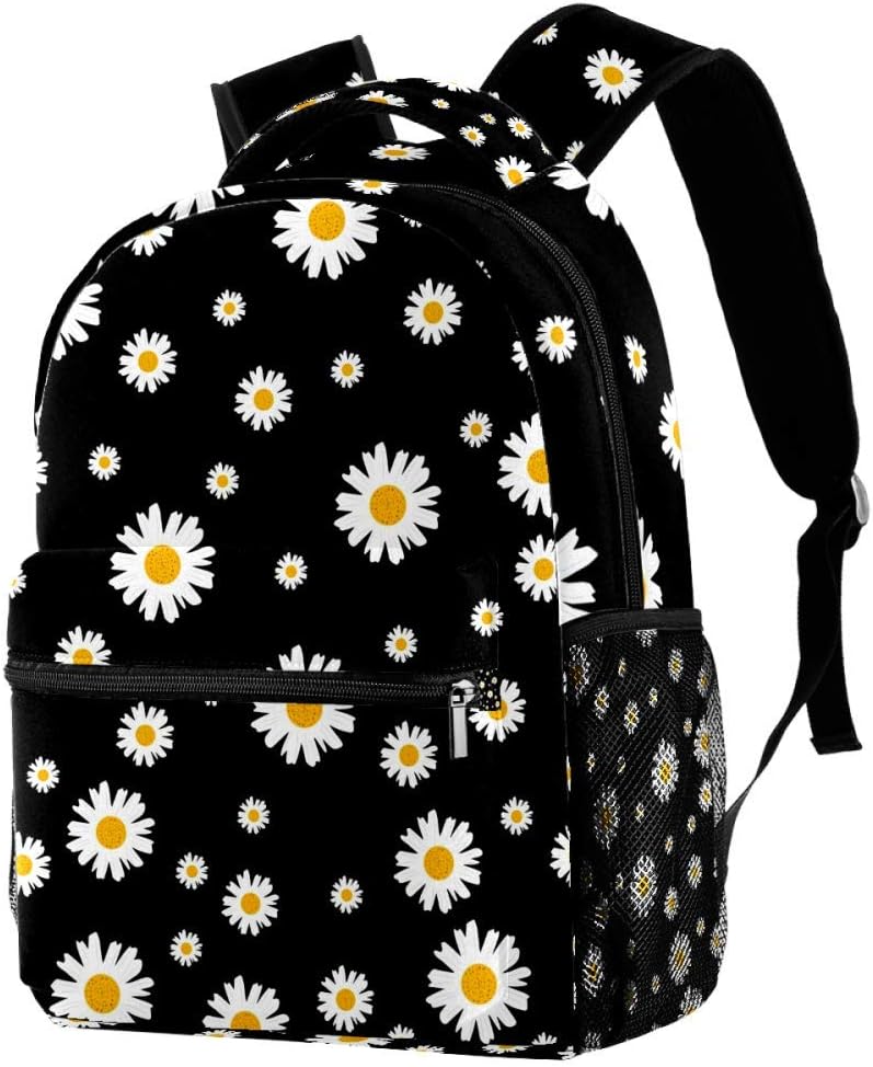 black backpack with flowers