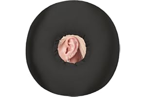 HapiPoppy Silky Satin Ear Piercing Pillows Ear Donut Pillow with Hole for Side Sleeping Ear Pain Relief CNH Pressure Sore O-Shaped Guard Protector Support Black