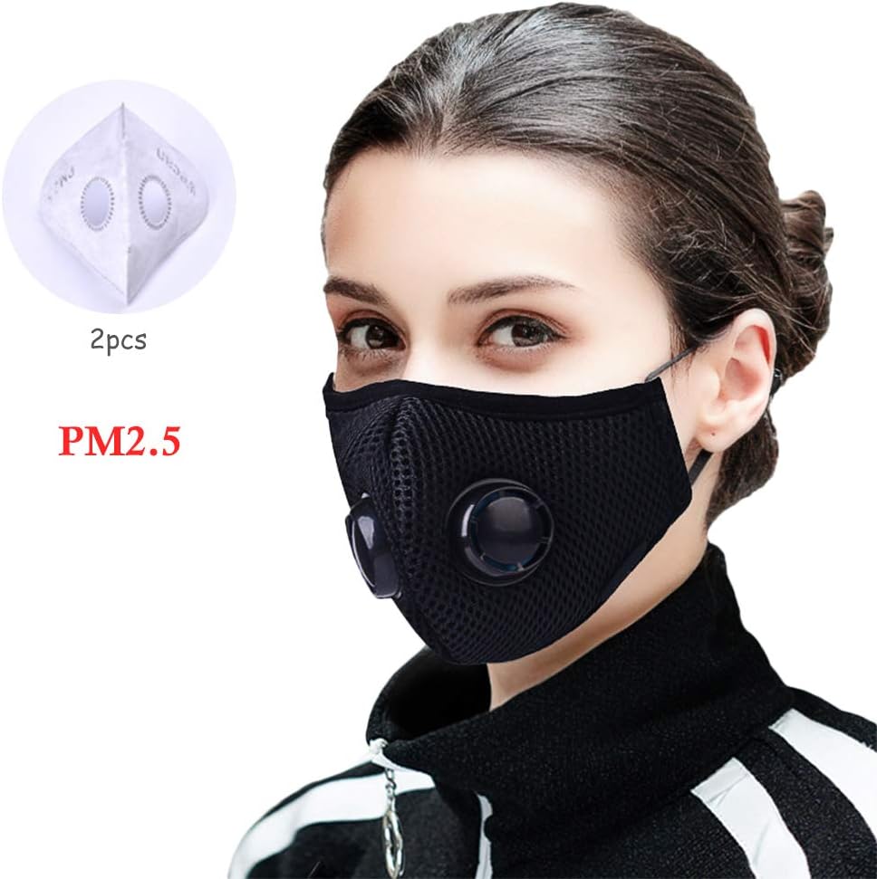 Worglo PM2.5 Mask, Air Pollution Safety Mask Anti-fog PM2.5 Mask Reusable Cotton Air Filter Mask with Breathing Valve for Men Women