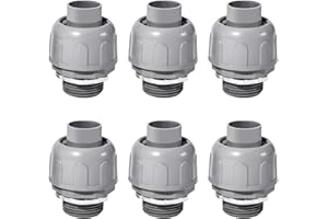 YXX-TECH 3/4 Npt Nonmetallic Liquid-Tight 180-Degree Electrical Conduit Connector Fitting,，UL Listed, (6 PACK) (3/4 Npt 180D)