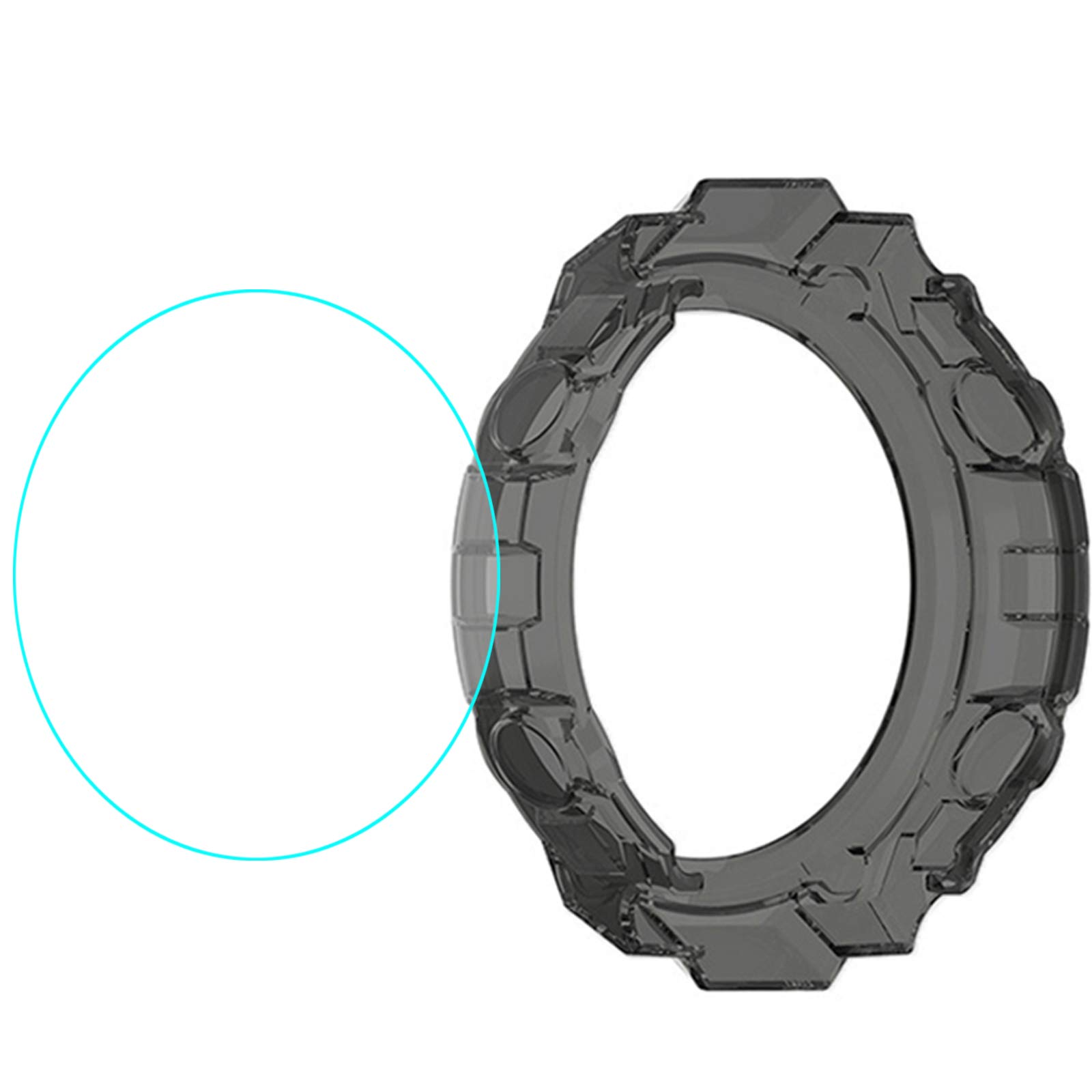 Compatible for Amazfit T-Rex Case, LvBu Silicone TPU Protective Case Cover Compatible for Amazfit T-Rex Smartwatch (Black case + Glass Screen Protector)