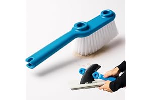 LIVING IN SUNSHINE LISS The Clean Fin, Surfboard Fin Removal and Installation Tool, Sand Brush Remover for Beach, Bristle Brush with Leash String Included, Wax Remover & Scraper, Bottle Opener, Beach Accessorie (Blue)