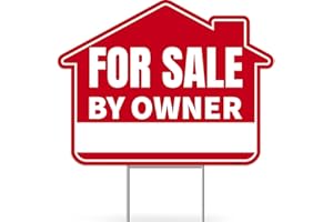 VENICOR 1PC For Sale By Owner Sign with Stakes, 17 Inches by 13 Inches - Double Sided Signs - Corrugated Plastic - FSBO Yard Sign for Home House Real Estate