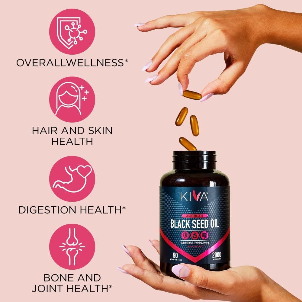 Black Seed Oil Softgel Capsules - Cold-Pressed (2000mg), 1.5%+ High Thymoquinone (TQ), 100% Turkish Nigella Sativa Seed Oil, 90 Vegan Softgels