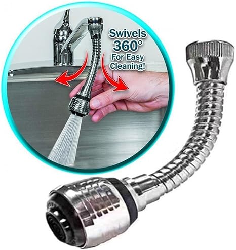 Flexible 360 Degrees Swivel Sink Faucet Stainless Steel Kitchen