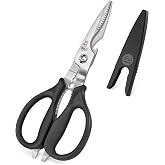 Cangshan 503343 9-inch Heavy-Duty Come-Apart Kitchen Shears with Guard | Blade Guard, Stainless Steel Multipurpose Cooking Scissors, Herb Stripper, Bottle Opener, Nutcracker