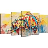 KREATIVE ARTS 5 Piece Canvas Wall Art for Living Room Large Mouth Bass Fish Paintings Giclee Artwork Modern Home Decor Wooden Framed Poster and Prints Ready to Hang (Large Size 60x32inch)