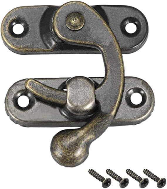 uxcell Antique Right Latch Hook Hasp, Swing Arm Latch Plated Bronze 20