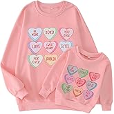 CM C&M WODRO Mommy and Me Valentines Sweatshirt Cute Heart Conversation Long Sleeve Shirt Lightweight Family Matching Outfit