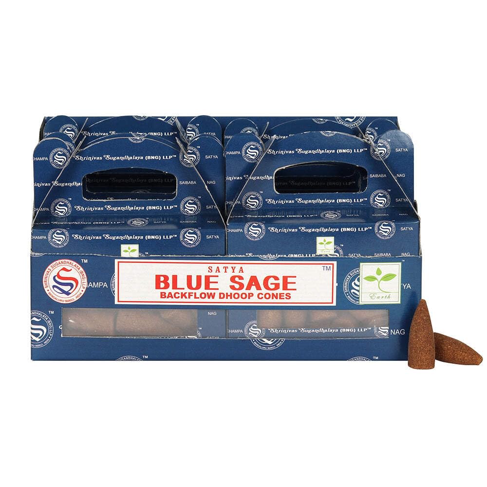 Box of 6 Blue Sage Backflow Dhoop Cones by Satya