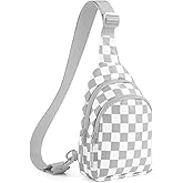 Checkered Sling Bag for Women Small Backpack Crossbody Chest Bag Fanny Packs Purses