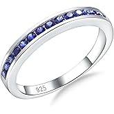 RANDES Womens Wedding Bands Sterling Silver/14K Gold Plated Half Eternity Band Rings Created Sapphire/Emerald/Ruby/Moissanite Cz Cross Ring Stackable Anniversary Ring Size 6 to 10