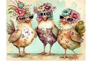 JFYHAB Chicken Diamond Painting Kits for Adults - Hen DIY 5D Diamond Art Kits Full Drill Diamond Dots Paintings with Diamonds Gem Art and Crafts Home Decor 12x16inch