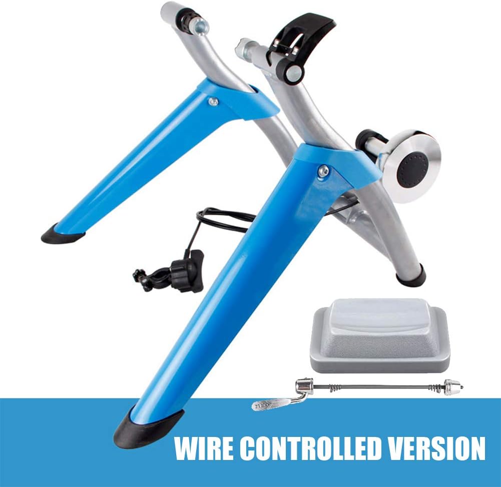 POEO Foldable Bike Trainer Stand, Indoor Fluid Bicycle Trainer Stand, Portable Bicycle Turbo Trainer, Quiet Real Road Feel Flywheel, 7 Level Resistance,Blue