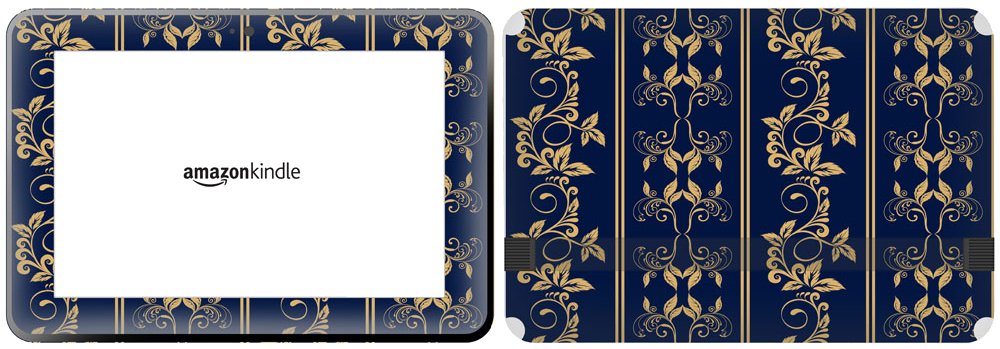 Get it Stick it SkinTabAmaFireHD89_19 Blue Background with Beautiful Gold Floral Design Skin for 8.9-Inch Amazon Kindle Fire HD