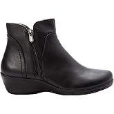Propet Womens Waverly Round Toe Zippered Casual Boots Ankle Low Heel 1-2" - Black