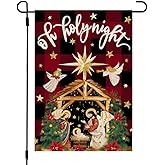 CROWNED BEAUTY Christmas Holy Night Garden Flag 12x18 Inch Double Sided Small Burlap Holiday Nativity Yard for Outside