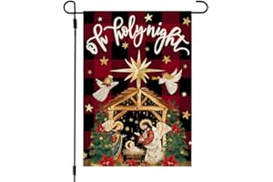 CROWNED BEAUTY Christmas Holy Night Garden Flag 12x18 Inch Double Sided Small Burlap Holiday Nativity Yard for Outside