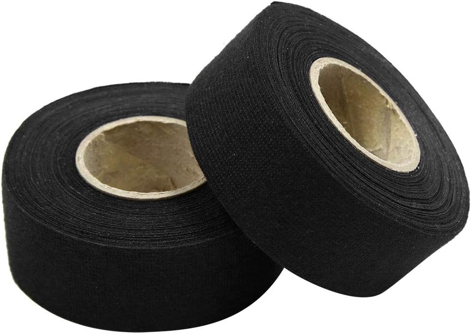 X AUTOHAUX 2pcs Adhesive Cloth Fabric Car Wire Harness Looms Tape 32mm x 15m, Black, 17 x 12 x 8.5 cm