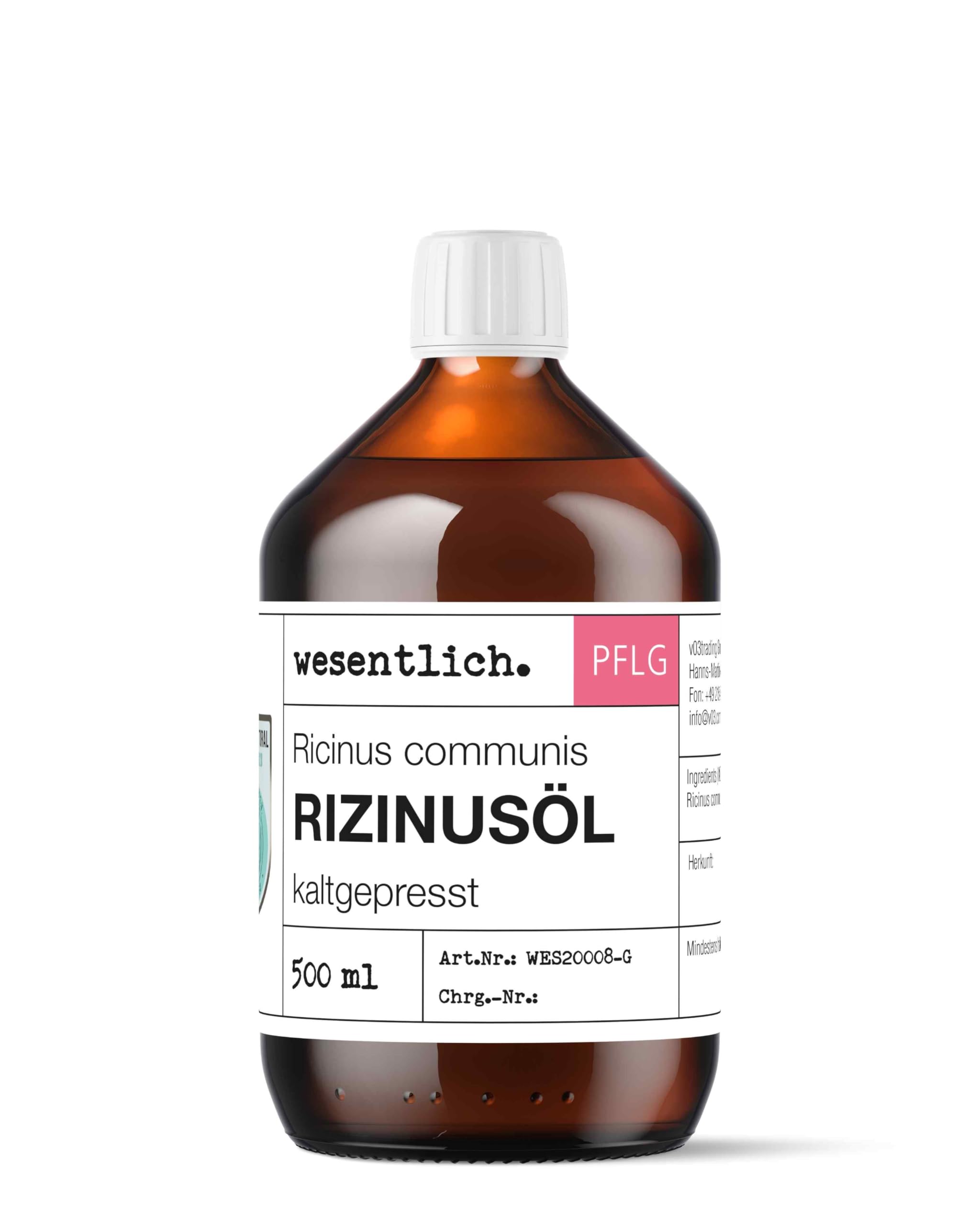wesentlich. Cold Pressed Castor Oil 500 ml - 100% Pure Castor Oil - for Skin and Hair, Eyelashes and Eyebrows