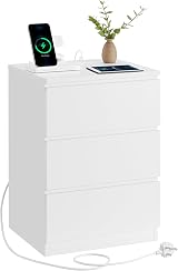 VASAGLE Kailyn Bedside Table with Power Strip Cloud White LET631W15 view 3