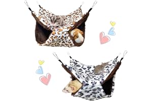 LEFTSTARER Pet Small Animal Hanging Hammock Ferret Bunkbed Hammock Cage Toy for Hamster Rat Sugar Glider Parrot Guinea Pig Hideout Play Sleep (Winter Warm Hammock X 2pcs)