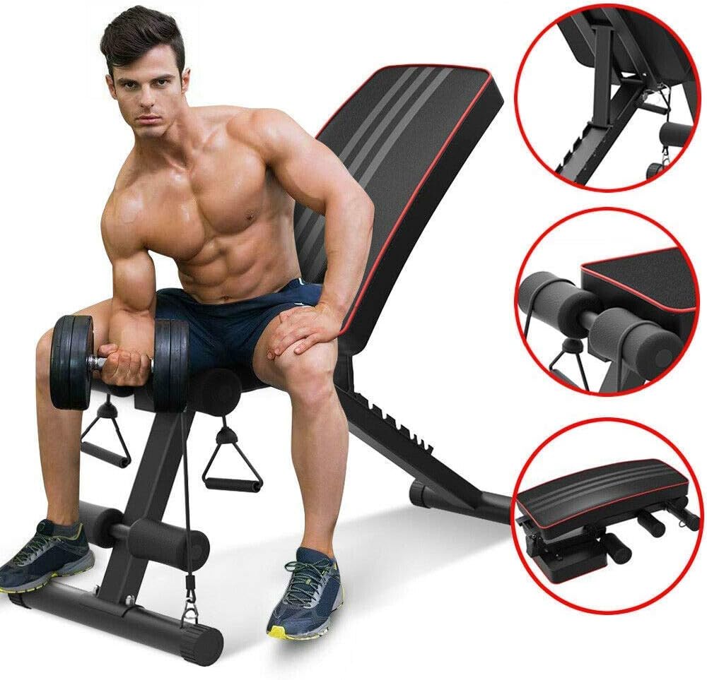 Yoleo Adjustable Incline Folding Bench MultiPurpose Sit