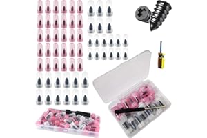 Lot de 60 clous de réparation de pneus sous vide - Kit de 60 clous en caoutchouc avec boîte et tournevis, bouchons de réparat