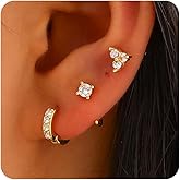 AiviGirl Gold Earrings for Women, 3 Pairs 14K Gold Plated Hoop Earring Sets for Women Small Gold Huggie Earrings Sets for Multiple Piercing, Hypoallergenic Dainty CZ Cartilage Earrings Stacks Trendy Jewelry Gifts