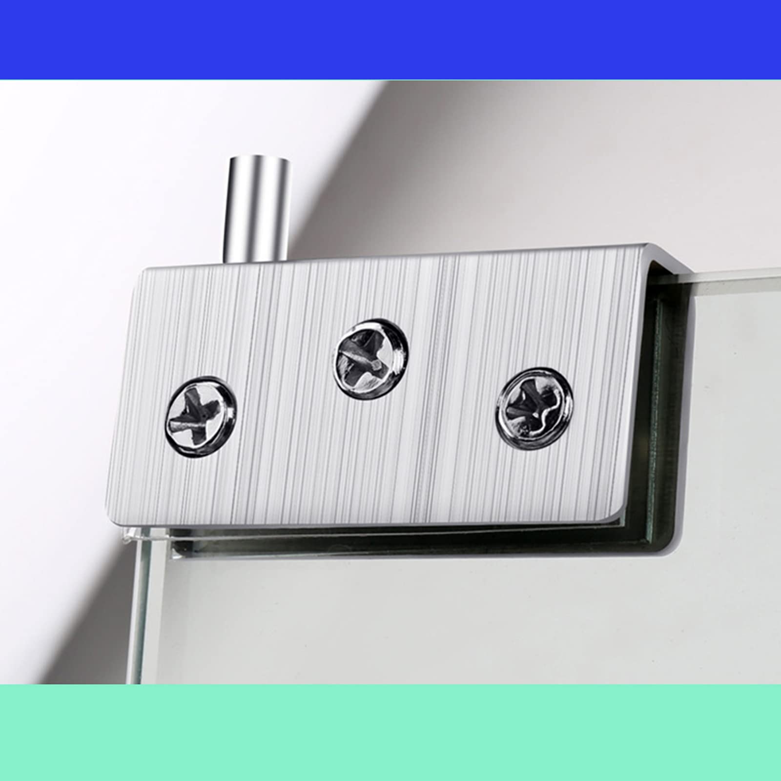 WENTING Glass Door Hinge, Simple Design, Zinc Alloy, Polished Chrome, Silver (1Pair, 52MM * 13MM * 37.5MM), Adjustable for Glass/Wood Thickness 5-8mm
