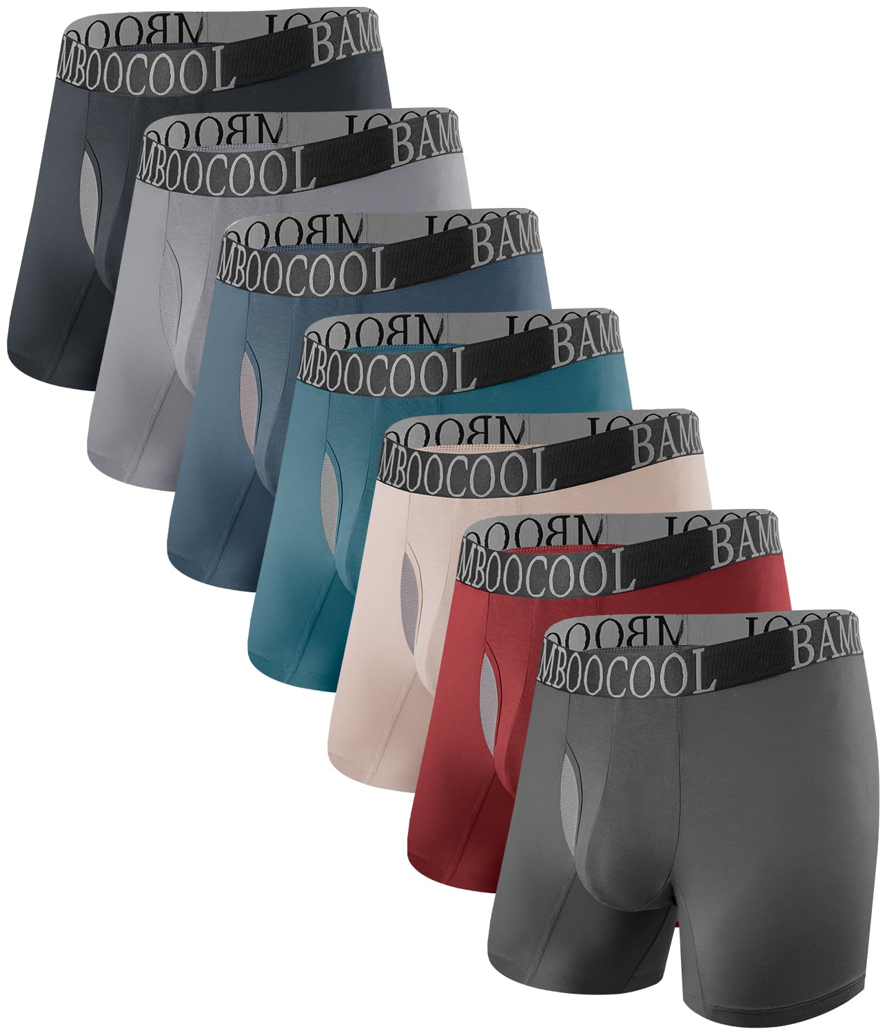 BAMBOO COOL BreezeBoo Men's Ultra Breathable Underwear Mesh Boxer Briefs with Lightwight Wasitband,No Ride Up,Multipack Image