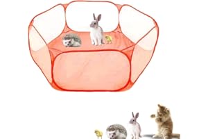 SHELDAMY Small Animals Playpen, Portable Pop-up Open Interactive Pet Tent, Indoor Outdoor Fence for Rabbits, Guinea Pig, Hamster, Chinchillas, Kittens, Puppies