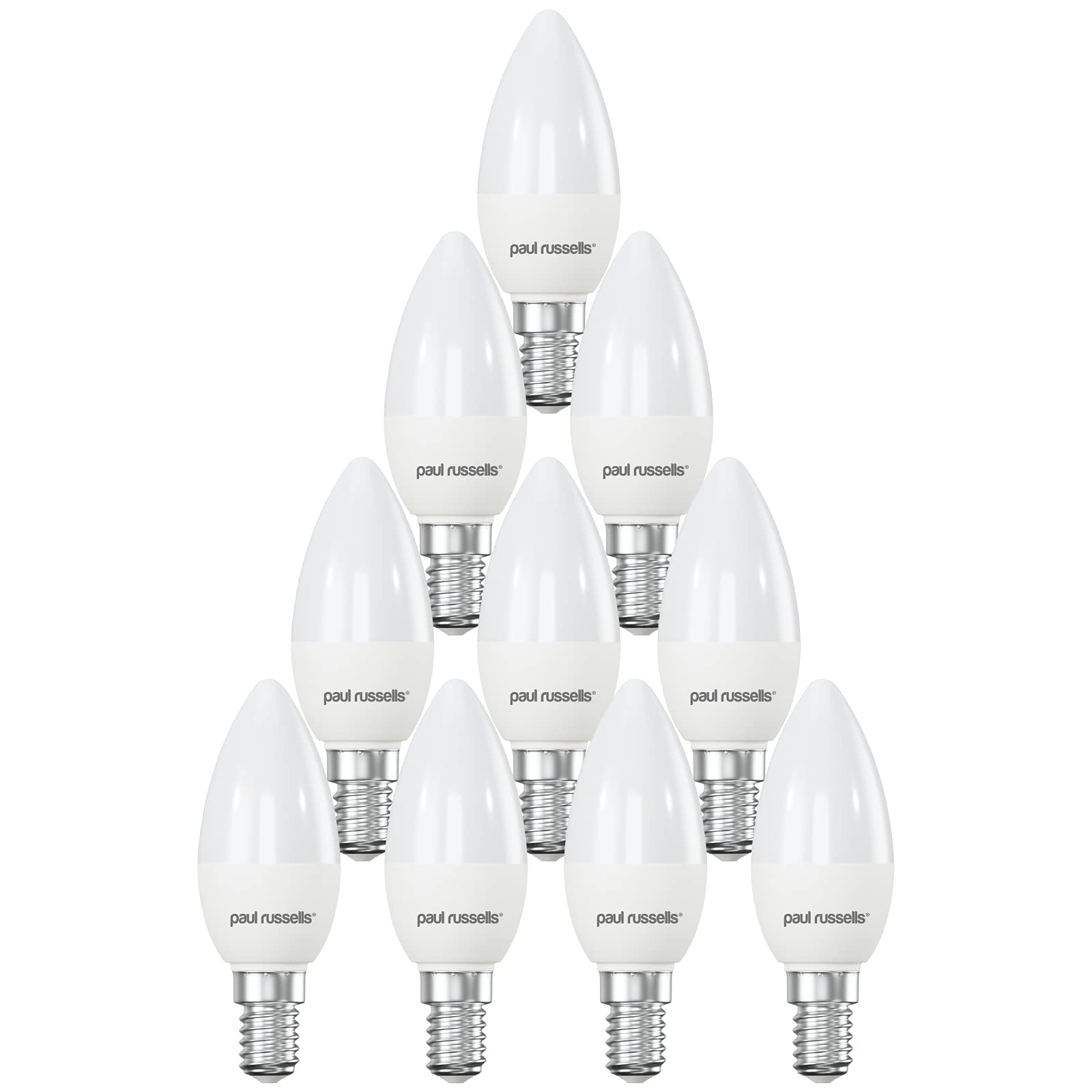 paul russells LED Light Small Edison Screw E14, 40watt Equivalent, 4.9W 470LM LED Bulbs, 4000K Natural Cool White, Frosted C35 SES Candle Energy Saving Non-Dimmable Chandelier Lightbulbs, Pack of 10
