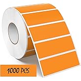 Meitaat 3 × 1 Inches Orange Rectangle Color Coding Labels 1000 PCS, Self-Adhesive Writable Waterproof Vinyl Blank Sticker Roll for Office Home School Business