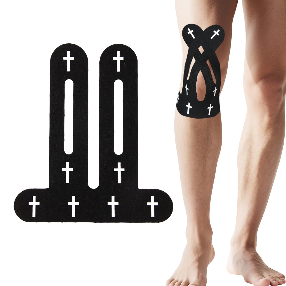 Photo 1 of 12 Pcs Cross Kinesiology Tape for Knee, Christian Athletic Tapes Religious Sport Bunion Tape Cross Black precut Kinesiology Tape for Knees Support & Stability Sports Gymnastics Tennis Breathable